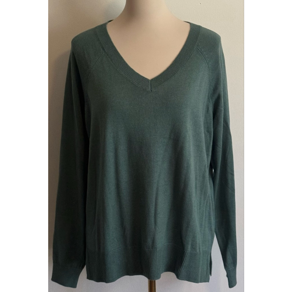 Women's Lucky Brand V-Neck Sweater M Green